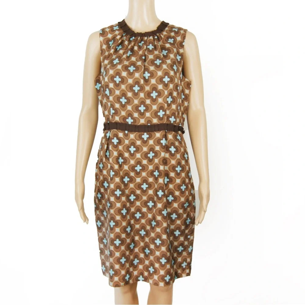 Milly of New York Brown and Blue Midi Dress